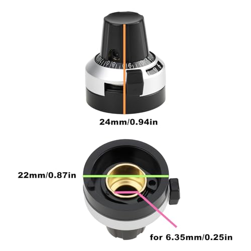 5 Pcs 1/4" Shank 22x24mm Precision Potentiometer Knob with Speed Counter