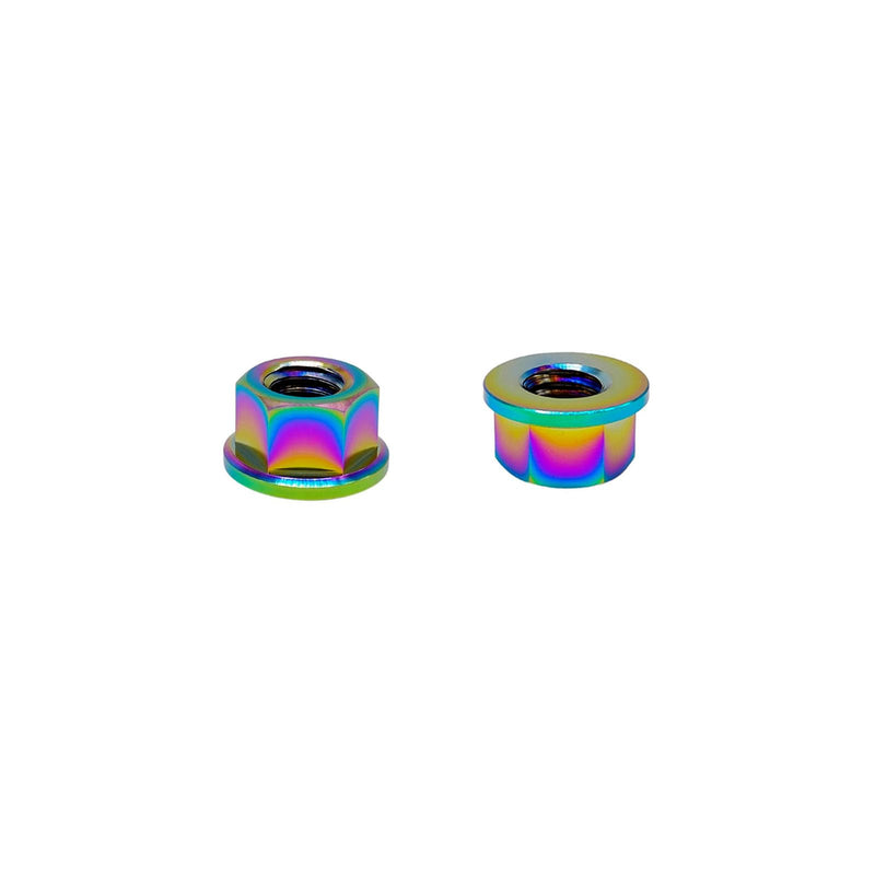 [Australia - AusPower] - RISON Titanium Nut Titanium Flange Nut M8x1.25mm Titanium Sprocket Nut Rainbow 6AL4V Titanium Flange Nut for Motorcycle 5PCS 