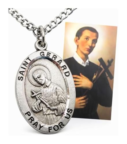 St Gerard Pewter Medal USA Made Stainless Steel Chain Patron Boxed Card