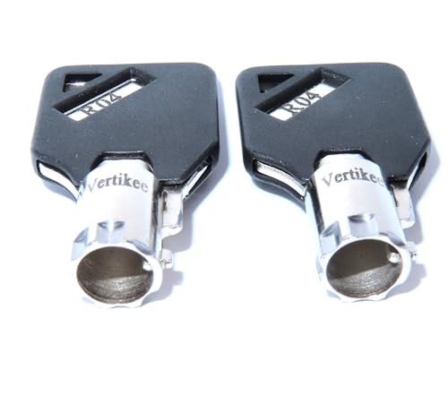 R04 Keys Compatible with Husky Milwaukee & Steel Glide R04 Tool Box Tool Chest Replacement Lock Keys, 2 Cut R04 Replacement Keys with Black Caps. Vertikee(TM)