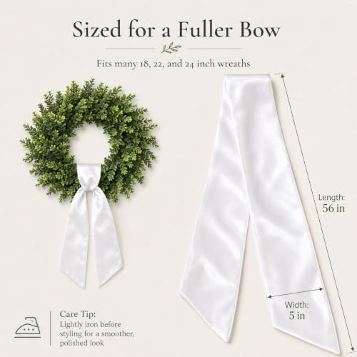 8 Pack White Wreath Sash for Front Door, 5x56in Blank Monogram Sash White-8pcs