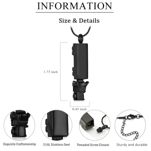 zeqingjw Cremation Jewelry 18 Wheeler Semi Truck Urn Necklace for Ashes for Men Stainless Steel Memorial Locket Ashes Keepsake Necklace Black