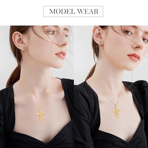 Butterfly Cross Urn Necklace for Ashes, Stainless Steel Memorial Keepsake Pendant for Men Women, Screw Top Seal Design Cremation Jewelry for Ashes Holder Cross Pendants for Ashe of Loved Gold