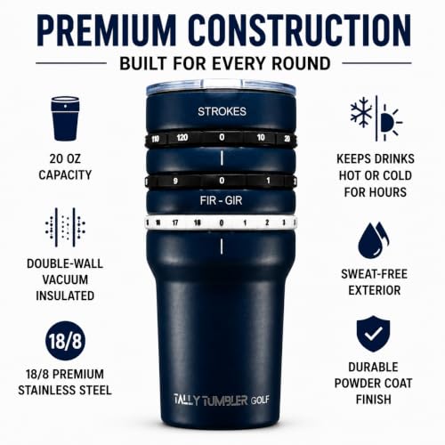 Tally Tumbler Golf 20oz Stainless Steel Golf Scorekeeping Tumbler (Bogey Blue) Bogey Blue