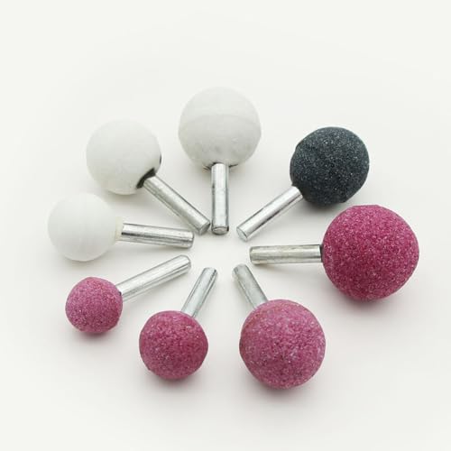 Ball Grinding Bits 6mm x 16mm Grinding Wheel Head Chrome Corundum Ball Rotary Burr for Ceramic Stone Metal DIY Grinding Pink 10pcs 16mm Diameter 2-rose