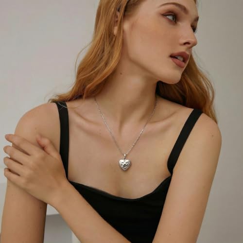 Paw Print Heart Urn Necklace For Ashes Cremation Jewelry For Pet Lovers Silver-Always In My Heart