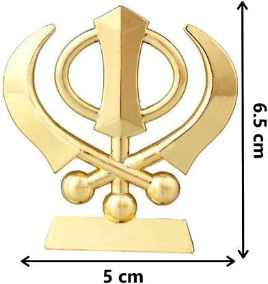 Targets Target Store Sikh Religious Decorative Signs Gift Item for Car Dashboard (Khanda Symbol in Gold Colour)