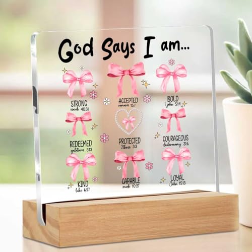 Christian Gifts for Women, Inspirational Quotes Acrylic Decor Sign, Religious Gifts for Mom Friends Coworker Sister, Bible Verse Desk Gadgets Table Top Cubicle Decor Accessories Multicolour 02332