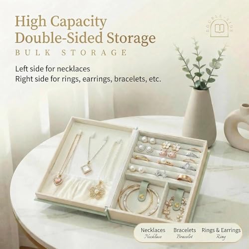Jewelry Organizer Book Box, Travel jewelry Storage Gift Case for Women PU Leather for Dresser Drawers(Green) Green