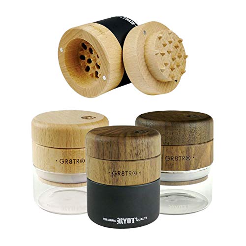 RYOT GR8TR Wood Mill with Transparent Pot Body and Beech Lid Beech Lid/Transparent Pot