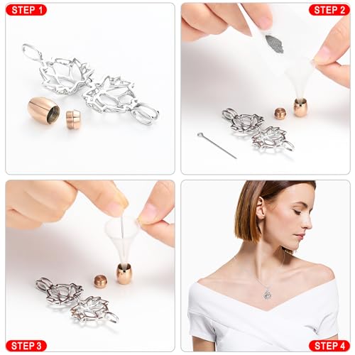 Cremation Jewelry for Ashes Pendant - Lotus Urn Necklace with Mini Keepsake Urn Memorial Ash Jewelry For Women Men Silver-Rose Gold