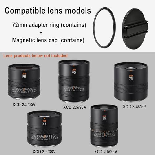 Magnetic Metal Lens Cap for Hasselblad X2DII/X2D/X1D/907 Camera XCD Series Lenses, 72mm/62mm/77mm Lens Cover Compatible XCD 3.5/90, XCD 2.5/55,XCD 2,5/55V，XCD 2,5/90V，XCD 2,5/38V，XCD 4/45P etc.