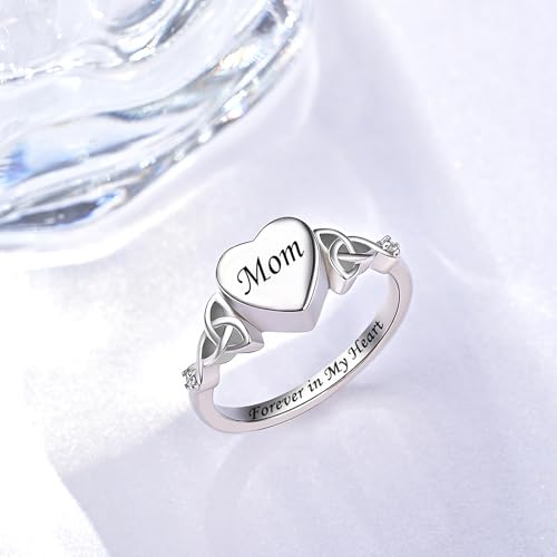 Heart Cremation Ring 925 Sterling Silver Pet Memorial Forever Loved Mom 8