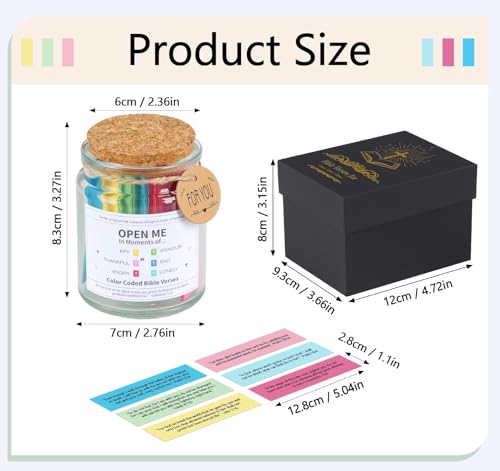 Bible Verse Jar for Women, Jesus Decor & Bible Gifts with 108 Scripture Stickers, Inspirational Encouraging Gifts for Kids with Gift Box, Christian Devotional Scripture Jar for Baptism & Confirmation Bible Verse Jar