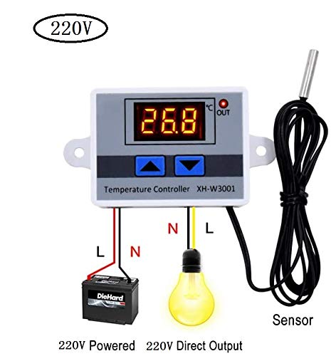 [Australia - AusPower] - Taikuwu Digital Thermostat Heating/Cooling [-50℃-110℃] with Waterproof Probe | XH-W3001 | 110-220V AC | Programmable LED Temperature Controller | 1500W 220 Volt 
