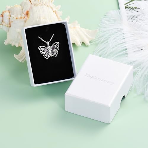 Yinplsmemory Butterfly Urn Necklace for Ashes for Women Memorial Loved One Ashes Keepsake Cremation Jewelry for Human/Pet Ashes Silver-purple