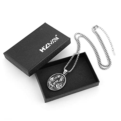 HZMAN Stainless Steel St Joseph/Mary/Jesus Necklace for Men Women Christian Medal Amulet Pendant Jewelry Gift Silver