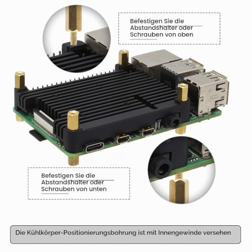 Geekworm Raspberry Pi 4 11 mm Heatsink (P165-B), Raspberry Pi 4B Radiator for Raspberry Pi 4 Model B & Pi 4 Expansion Board Support POE Extension | Fanless passive cooling, fan retrofittable, compatible with RPi 4B, RPi 4 expansion boards and PoE expan...