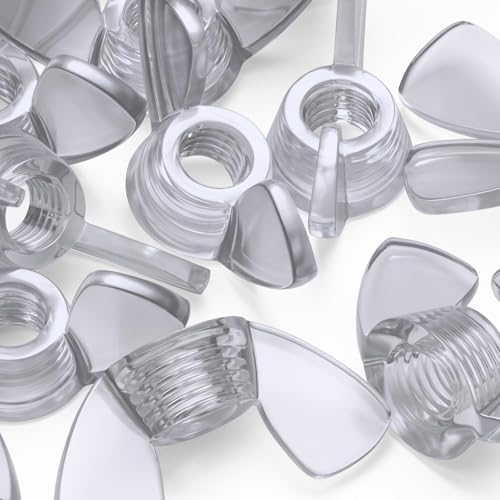 50x Caterpillar Red clear acrylic M5 butterfly wing nuts, transparent plastic thumb nuts