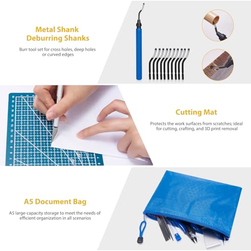 3D Printer Tool Kit 43Pcs, All-in-One 3D Printer Maintenance Tool Kit with Deburring Tool, Cleaning Needles, Files, Pliers and Scrapers, Professional 3D Printing Accessories