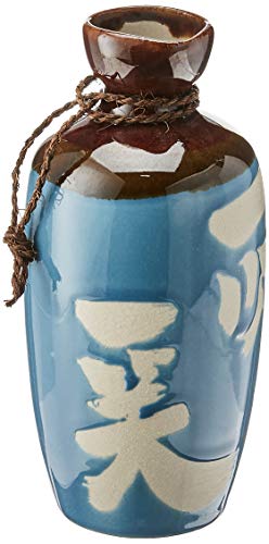 Kotobuki Issho Japanese Calligraphy Sake Set, "Laugh to Stay Young", Turquoise