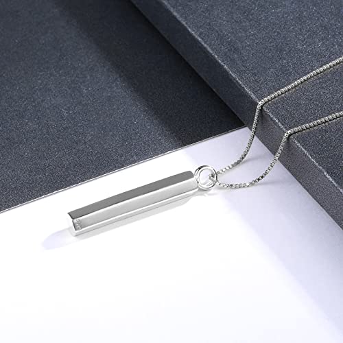 Cremation Necklace for Ashes Sterling Silver Ashes Urn Keepsake Memorial Jewelry Gifts for Women (Bar)