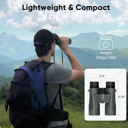 WOSPORTS 10x42 Binoculars for Adults, IP67 Waterproof Binoculars Green 10 x 42 Millimeters