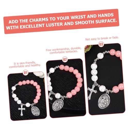 VALICLUD Cross Pendant Bracelet Beads and Religious Cross Design for Women's Daily Wear as Sister Bracelet