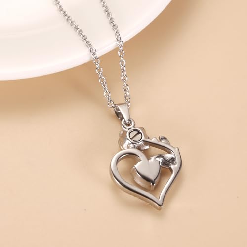 Rose Flower Urn Necklace For Ashes For Women Mom Always In My Heart Cremation Memorial Jewelry With Different Color Crystals Dark Blue