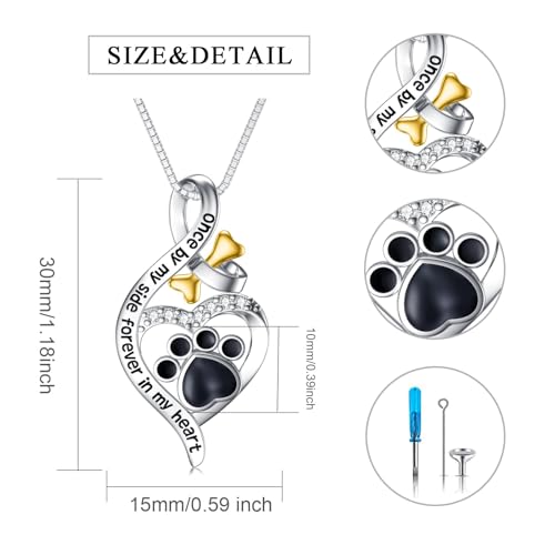Urn Necklaces for Ash for Women Women Girls 925 Sterling Silver Paw Print Infinity Pendant Cremation Jewelry Reminder Forever in My Heart Pet Ash Keepsake