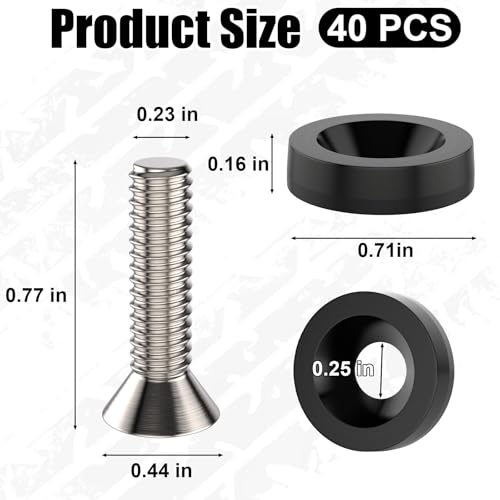 Sixzoo 40-piece black CNC engine dress-up kit with flat fender and bumper washers