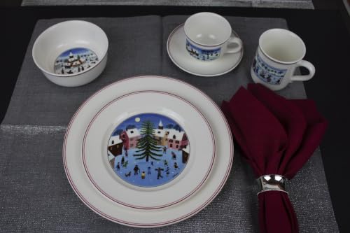 Villeroy & Boch Naif Christmas Collection Tea Cup Saucer, Premium Porcelain, Made in Germany, 5.75 in Diameter, White