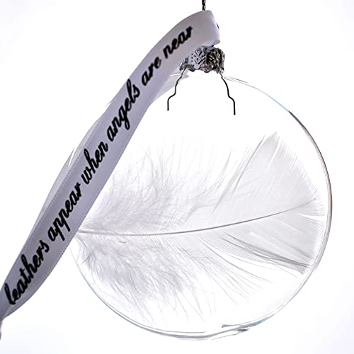 White Feather Bauble Plus Black Display Stand. Handmade In Memory Decoration. Home Decor