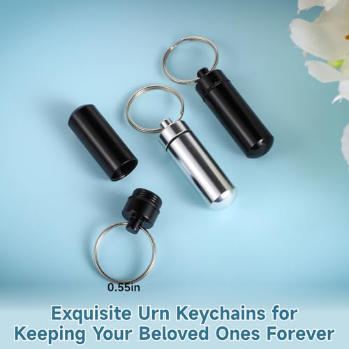 Cremation Jewelry for Ashes - 6 PCS Urn Necklaces for Ashes,Cylinder Vial Cremation Urn Key Chains Necklace Keepsake Ashes Small