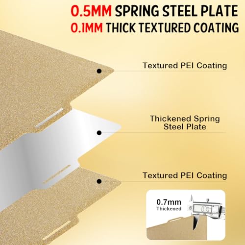 Textured PEI Build Plate for Bambu Lab X1 X1C X1E P1P P1S A1, Flexible PEI Spring Steel Bed Plate with Identification Code for Bambu Lab 257x257mm 3D Printer Platform