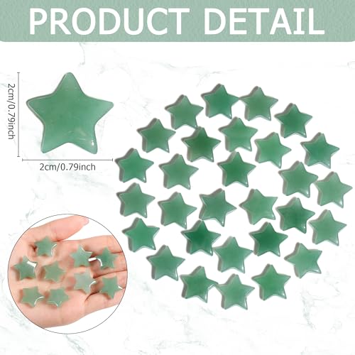 QINJIEJIE 20 PCS Green Aventurine Crystal Star Healing Stones Mini Crystal Cute Polished Pocket Stone Thumb Star Gemstones Set Bulk Wholesale Reiki Energy Balancing Green Christmas Decor