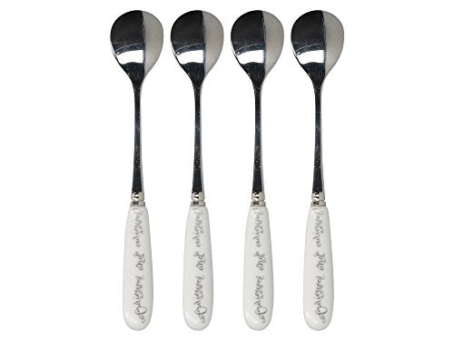 V&A Alice in Wonderland Stainless Steel Teaspoons with Decorative Porcelain Handles, 15.5 cm (6 Inch) - White