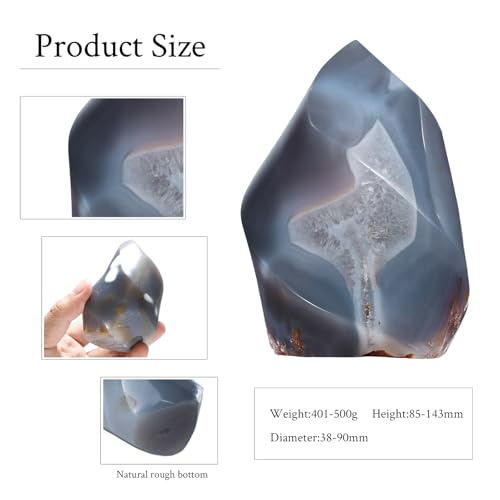 Orca Agate Flame Shaped Stone Tower Decor for Home Office Orca Agate 0.88-1.1lb(401g-500g)