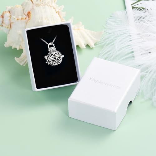 Yinplsmemory Cremation Jewelry Urn Necklace for Ashes with Mini Keepsake Jar Silver&black