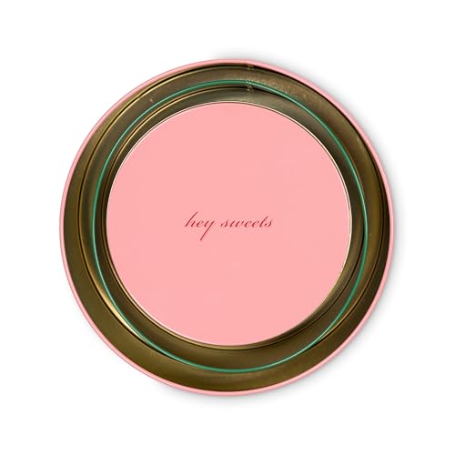 Set of three kate spade new york round cookie jars with playful Hey Sweets design, featuring colorful patterns and secure lids.