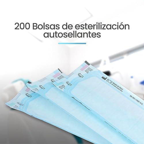 200 Sterilisation Bags (90 x 250 mm) Self-Adhesive for Steam Steriliser Autoclave, Bags for Sterilising Dental and Manicure Instruments - Medical Grade Paper