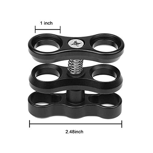 4 Pcs 1" Aluminum Ball Clamp Mount for Underwater Diving Light Arms Tray System, Photography Diving Camera Black 4pcs