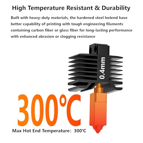 2PCS 0.4mm P1S P1P Hotend, Upgraded All-Metal Hardened Steel Nozzle Hotend Pre-assembled with 24V 48W Ceramic Heater & High-Temp Thermistor Replacement Hot end for Bambu Lab P1 Series 3D Printers 2
