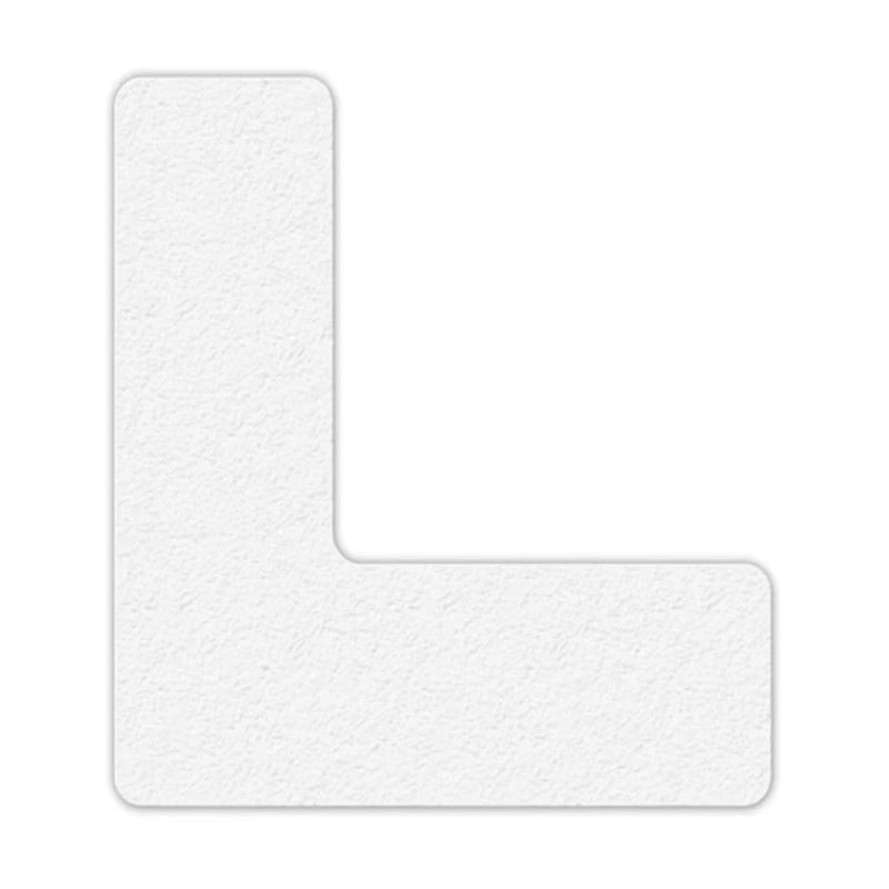 INCOM Manufacturing Laminated 5S Workplace Floor Organization Markers, L Shaped, Thick Textured Anti-Slip, White, 6 Inch x 6 Inch, 25 Pack, LM110W