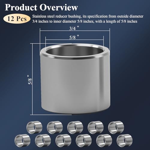 SHUJUKU stainless steel reducer bushing standoffs, 3/4-inch to 5/8-inch for screws, bolts, and rods