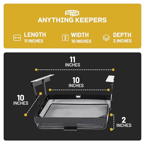 KEEPERS Anything Keeper — Compact 11x10in Under-Cabinet Slide-Out Drawer, Hidden Steel Organizer for K-Cups & Desk Items, RV & Small Kitchen — Black Large - Anything Keeper