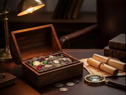 Handmade Wooden Jewelry & Keepsake Box, Decorative Storage Box, 9 x 6 Inch Brown 9 x 6 x 6 Inches