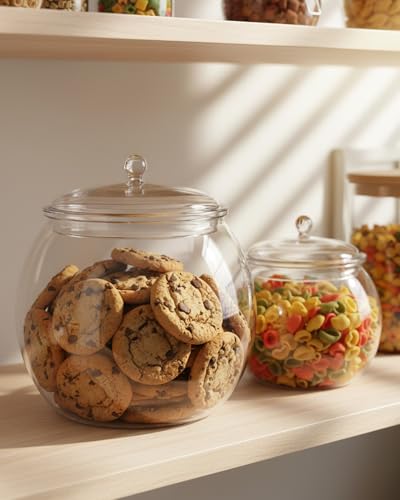 Rocutus Candy & Cookie Jar with Airtight Lid, Plastic Candy Jar Cookie Jar Jar for Pantry Organization, Sugar, Flour, Pasta, Dog Treats, Clear Food Storage Canister & Home Decoration (1.5 Gallon) 1.5 Gallon