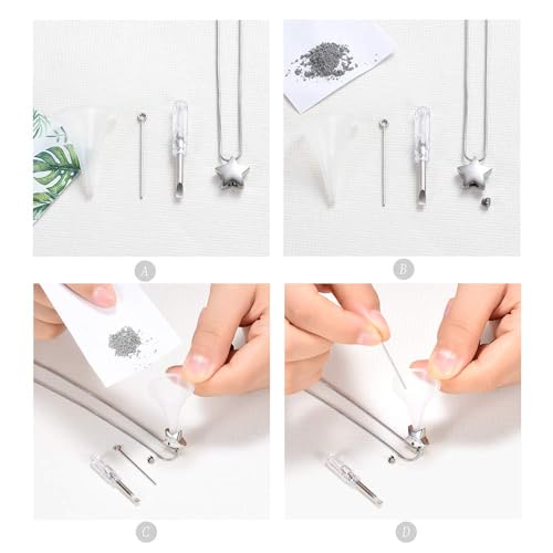 Imrsanl Cremation Jewelry for Ashes Moon Urn Necklace Stainless Steel Memorial Lockets Keepsakes Jewelry for Ashes Pendant - Fill kit Silver Star
