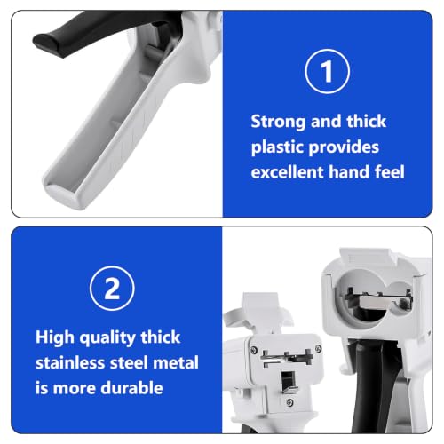 GGFOXLEW 50ml adhesive dispensing gun with 1:1/2:1 ratio cartridge holder, metal valve, and dual mixer nozzle